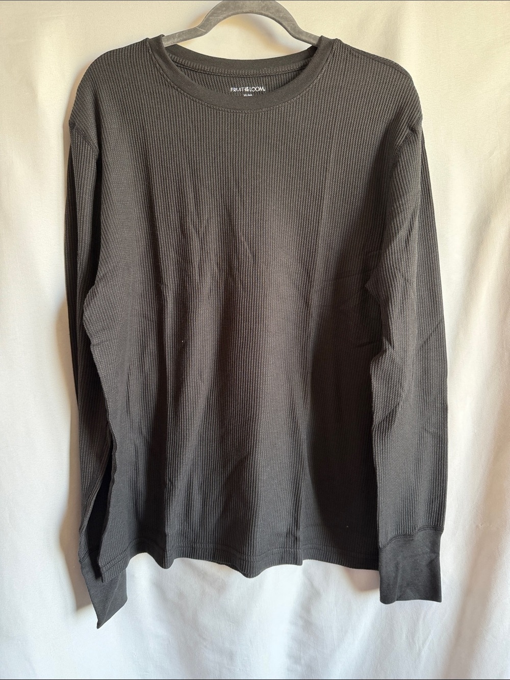 Fruit of the Loom Men's Long Sleeve Waffle Crew - Black